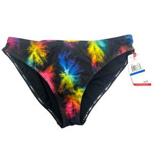 Speedo Women's XL High Waisted Bikini Bottoms Rainbow Tropical Silicone Grip NWT